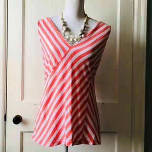 Coral striped low cut top